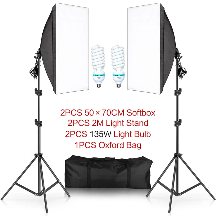 70W Softbox Lighting Kits with Tripod Stand Single